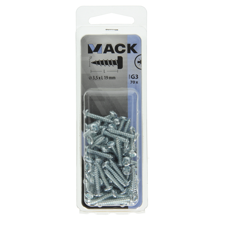 Afbeelding laden in galerijviewer, Mack 1018060 - zelftappende schroef cylkop verz. 70 st 3,5 x 19 mm | 5 stuks