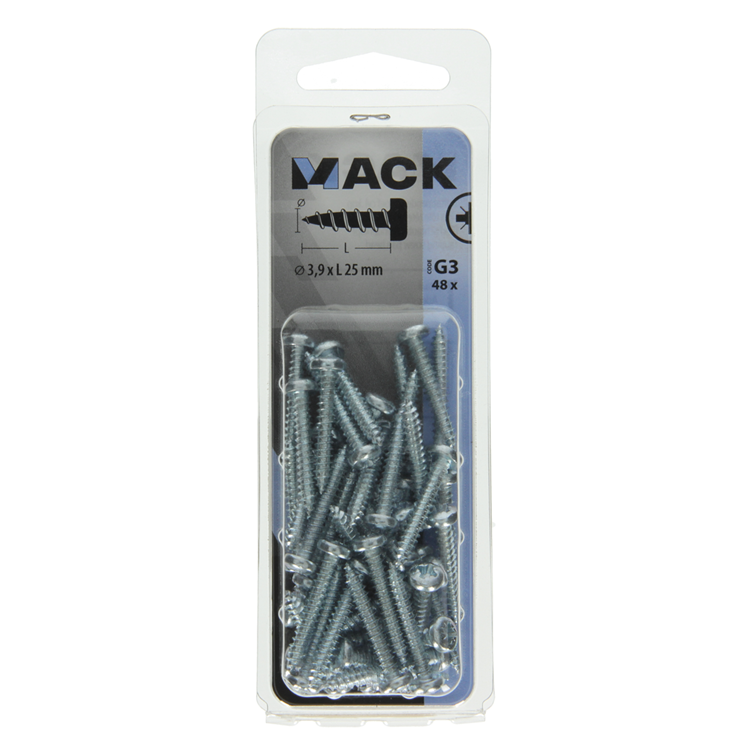 Afbeelding laden in galerijviewer, Mack 1018065 - zelftappende schroef cylkop verz. 48 st 3,9 x 25 mm | 5 stuks
