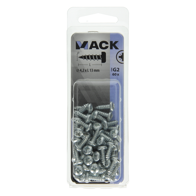 Afbeelding laden in galerijviewer, Mack 1018066 - zelftappende schroef cylkop verz. 60 st 4,2 x 13 mm | 5 stuks