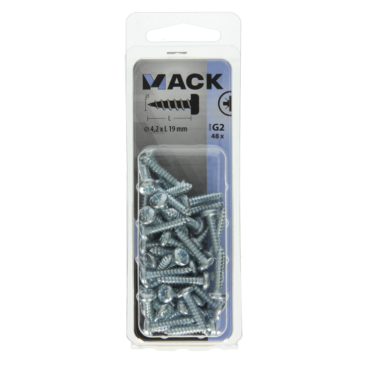 Afbeelding laden in galerijviewer, Mack 1018068 - zelftappende schroef cylkop verz. 48 st 4,2 x 19 mm | 5 stuks