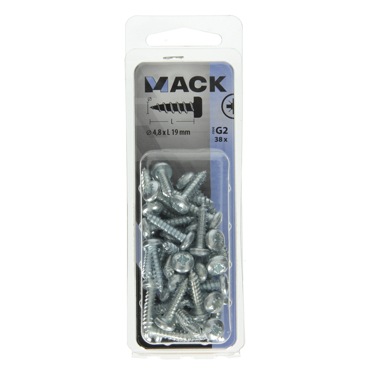 Afbeelding laden in galerijviewer, Mack 1018071 - zelftappende schroef cylkop verz. 38 st 4,8 x 19 mm | 5 stuks