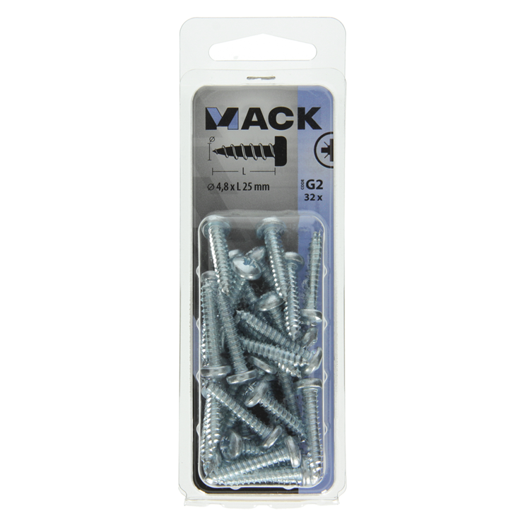 Afbeelding laden in galerijviewer, Mack 1018072 - zelftappende schroef cylkop verz. 32 st 4,8 x 25 mm | 5 stuks