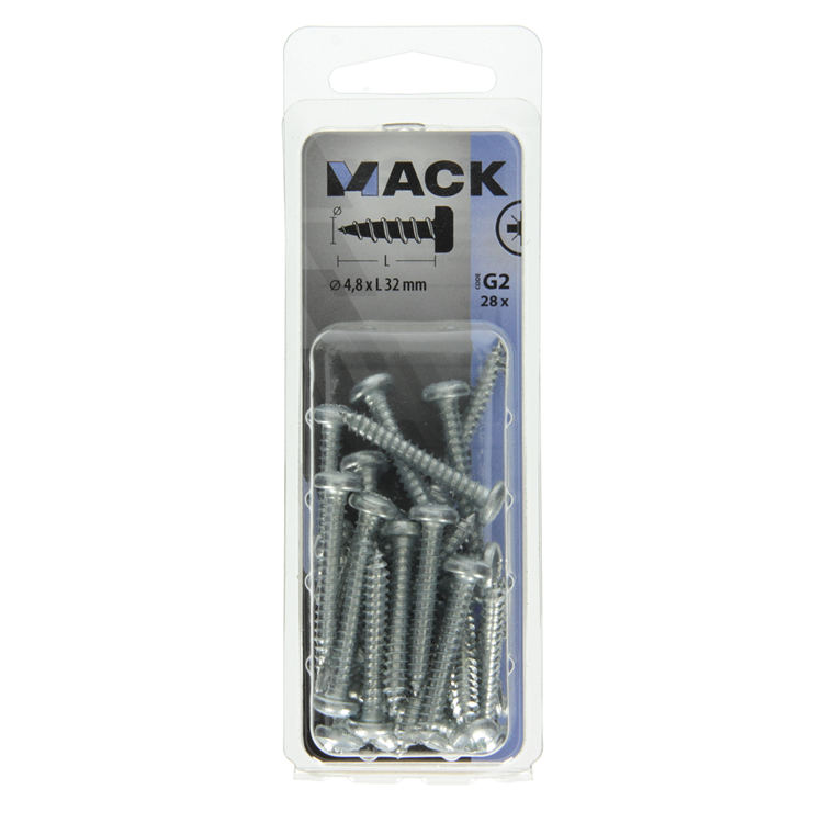 Afbeelding laden in galerijviewer, Mack 1018073 - zelftappende schroef cylkop verz. 28 st 4,8 x 32 mm | 5 stuks