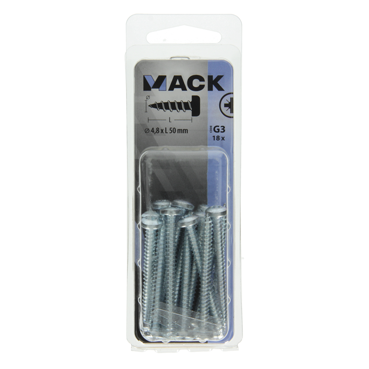 Afbeelding laden in galerijviewer, Mack 1018075 - zelftappende schroef cylkop verz. 18 st 4,8 x 50 mm | 5 stuks