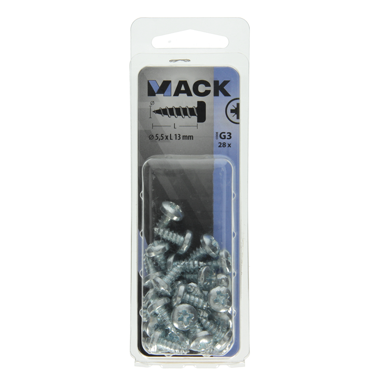 Afbeelding laden in galerijviewer, Mack 1018076 - zelftappende schroef cylkop verz. 28 st 5,5 x 13 mm | 5 stuks