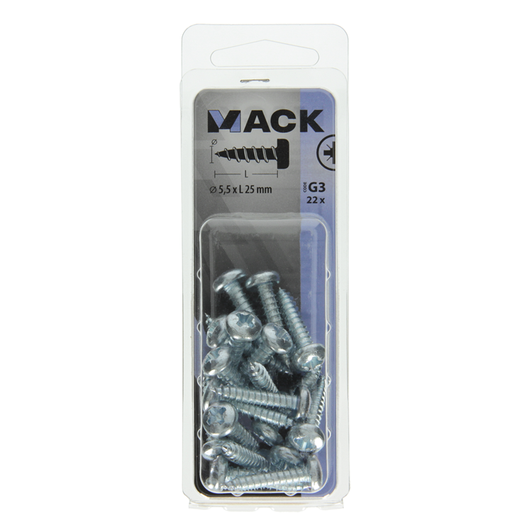 Afbeelding laden in galerijviewer, Mack 1018078 - zelftappende schroef cylkop verz. 22 st 5,5 x 25 mm | 5 stuks