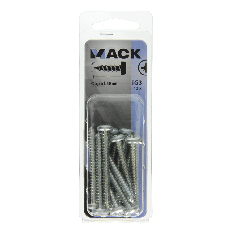 Afbeelding laden in galerijviewer, Mack 1018080 - zelftappende schroef cylkop verz. 13 st 5,5 x 50 mm | 5 stuks