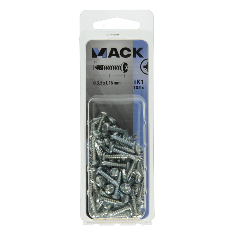 Afbeelding laden in galerijviewer, Mack 1018082 - zelfborende schroef cylkop verz.105st 3,5 x 16 mm | 5 stuks