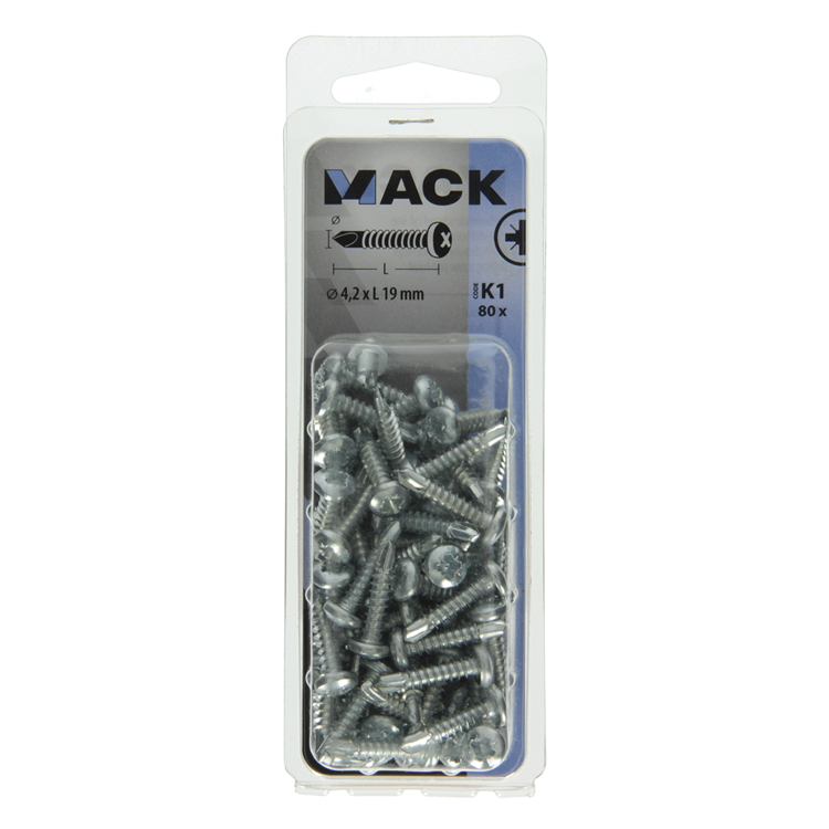 Afbeelding laden in galerijviewer, Mack 1018084 - zelfborende schroef cylkop verz. 80st 4,2 x 19 mm | 5 stuks