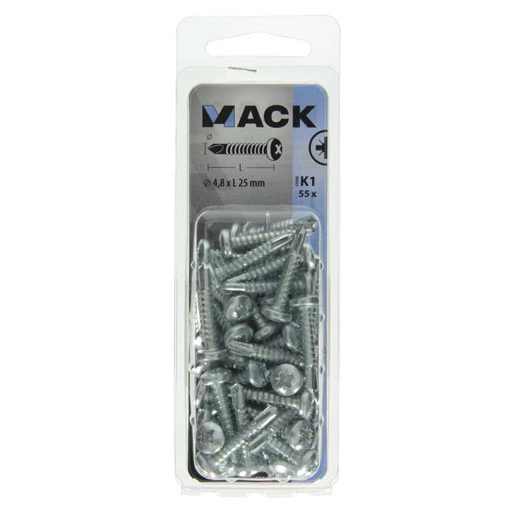 Afbeelding laden in galerijviewer, Mack 1018086 - zelfborende schroef cylkop verz 55st 4,8 x 25 mm | 5 stuks