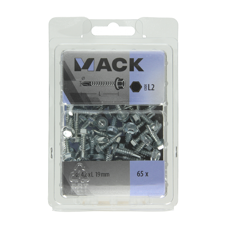 Afbeelding laden in galerijviewer, Mack 1018087 - zelfborende schroef zesk. kop verz. 65st 4,8 x 19 mm | 5 stuks