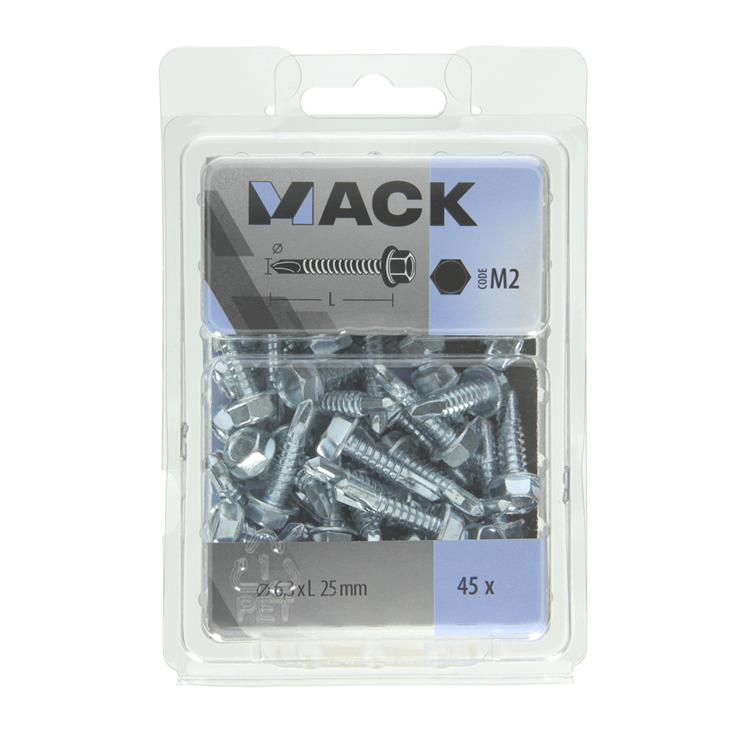 Afbeelding laden in galerijviewer, Mack 1018088 - zelfborende schroef zesk.kop verz. 45st 6,3 x 25 mm | 5 stuks