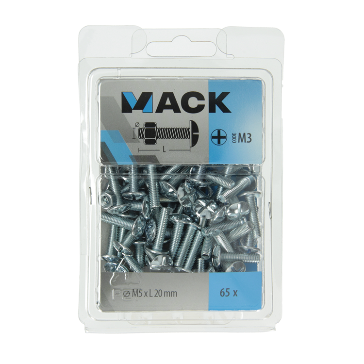 Afbeelding laden in galerijviewer, Mack 1018098 - kachelbout + moer staal verzinkt 5 st m5 x 20 mm | 5 stuks
