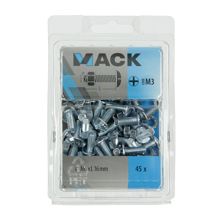 Afbeelding laden in galerijviewer, Mack 1018099 - kachelbout + moer staal verzinkt 45 st m6 x 16 mm | 5 stuks