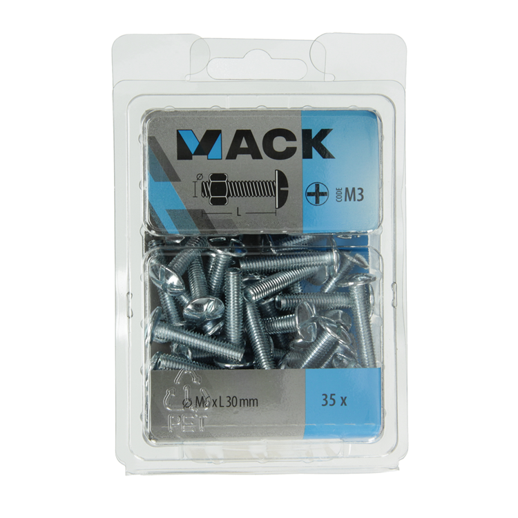 Afbeelding laden in galerijviewer, Mack 1018101 - kachelbout + moer staal verzinkt 35 st m6 x 30 mm | 5 stuks