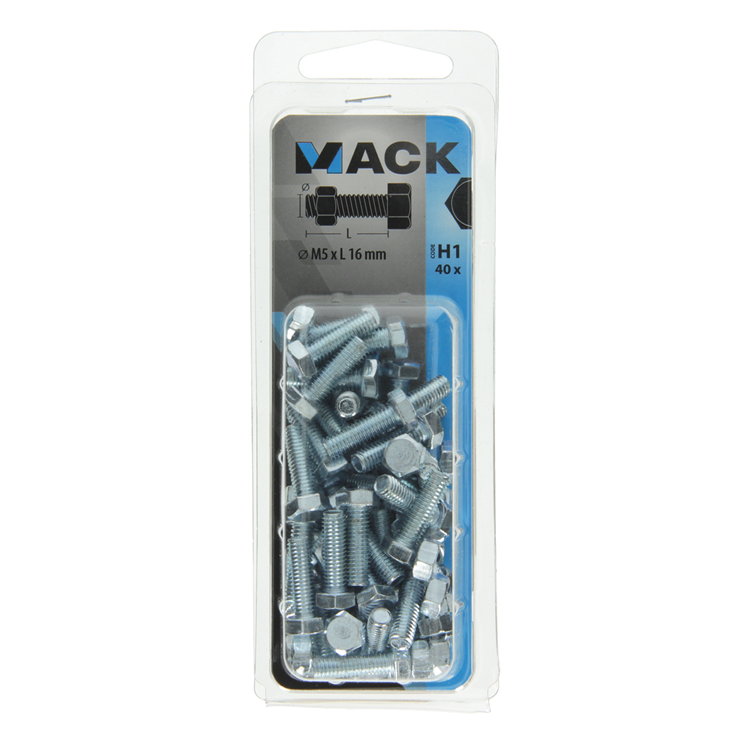 Afbeelding laden in galerijviewer, Mack 1018106 - tapbout + moer staal verzinkt 40 st m5 x 16 mm | 5 stuks
