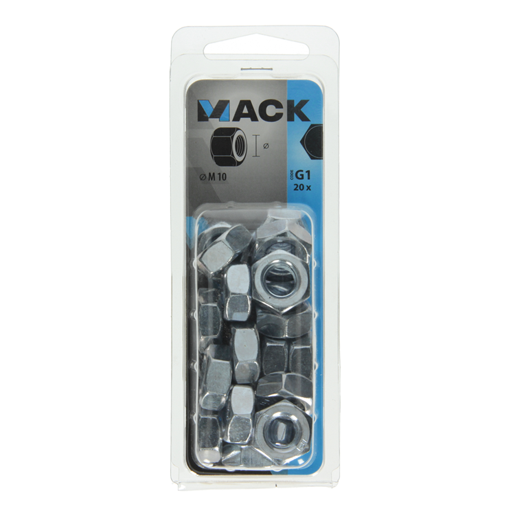 Afbeelding laden in galerijviewer, Mack 1018112 - zeskant moer staal verzinkt 20 st m 10 | 5 stuks
