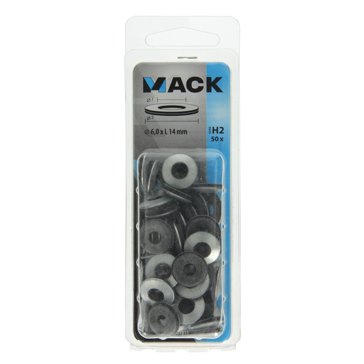 Afbeelding laden in galerijviewer, Mack 1018133 - dichtingsring rubber verzinkt 50 st 6,0 x 14 mm | 5 stuks