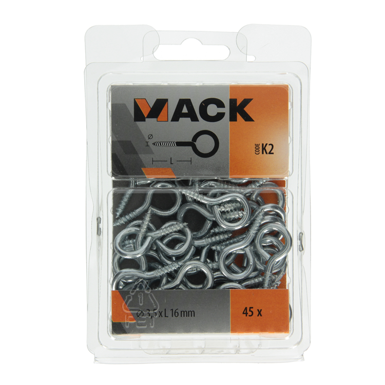 Afbeelding laden in galerijviewer, Mack 1018135 - schroefoog staal verzinkt 45st 3,5 x 16 mm | 5 stuks