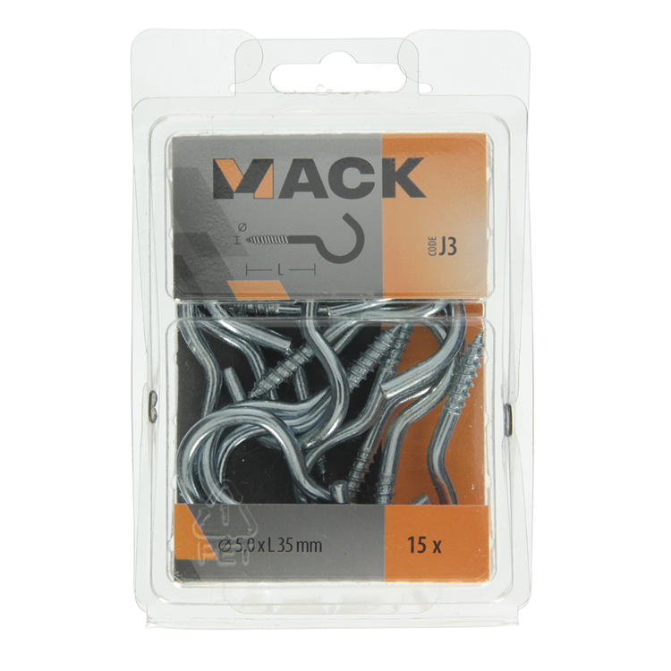 Afbeelding laden in galerijviewer, Mack 1018141 - schroefhaak staal verzinkt 15 st 5,0 x 35 mm | 5 stuks