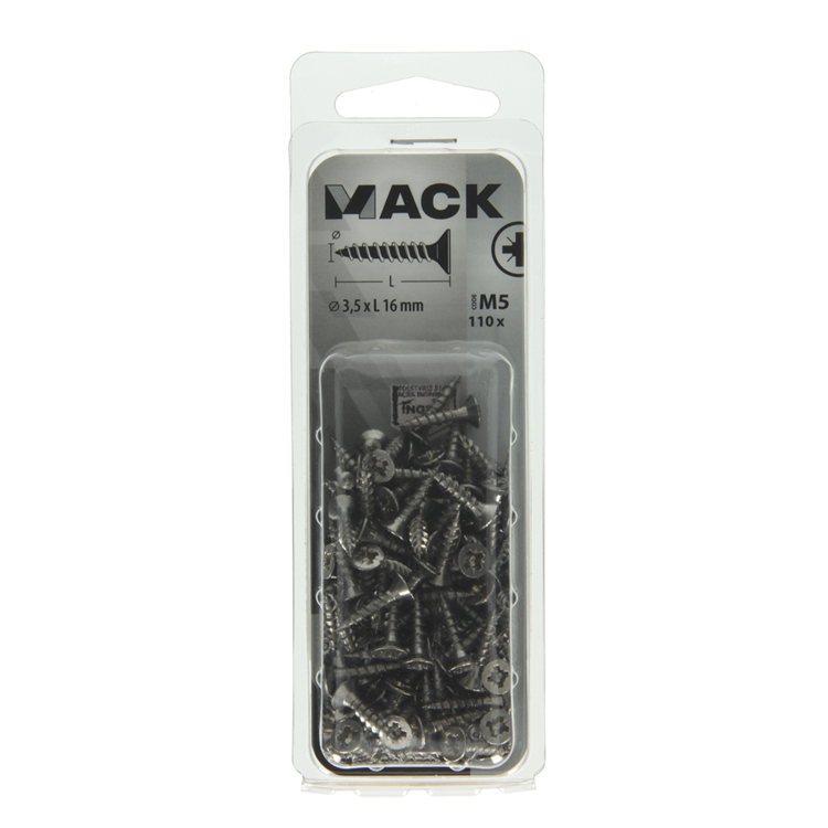 Afbeelding laden in galerijviewer, Mack 1019981 - spaanplaatschroef vz kop rvs 110 st 3,5 x 16 mm | 5 stuks