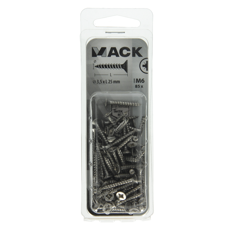 Afbeelding laden in galerijviewer, Mack 1019983 - spaanplaatschroef vz kop rvs 85 st 3,5 x 25 mm | 5 stuks