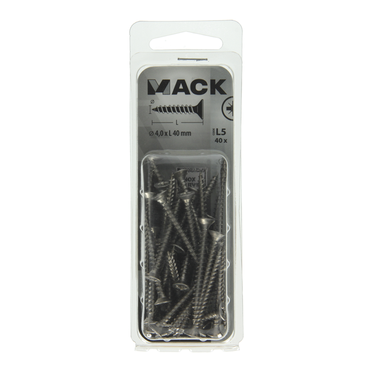 Chargez l'image dans la visionneuse de la galerie, Mack 1019990 - spaanplaatschroef vz kop rvs 40 st 4,0 x 40 mm | 5 stuks