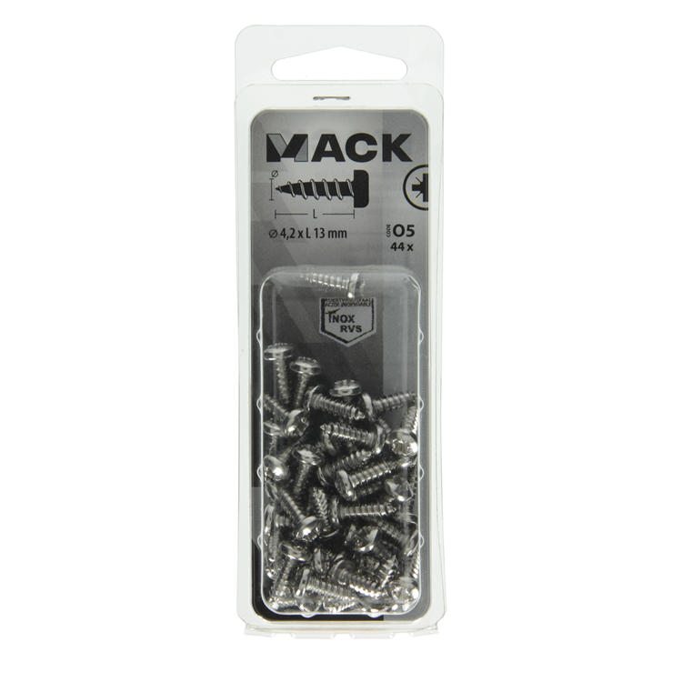 Afbeelding laden in galerijviewer, Mack 1020017 - zelftappende schroef cyl.kop a2 44 st 4,2 x 13 mm | 5 stuks