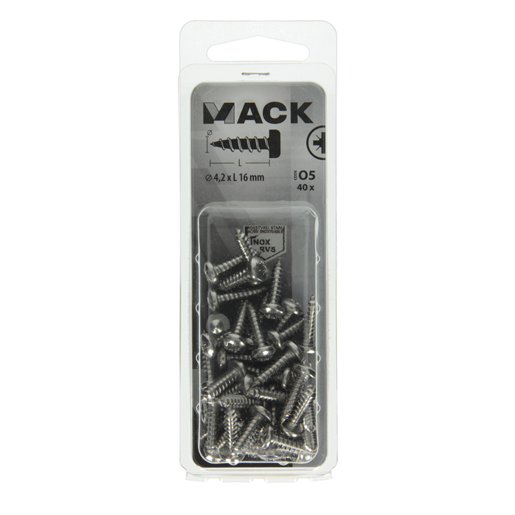 Afbeelding laden in galerijviewer, Mack 1020018 - zelftappende schroef cyl.kop a2 40 st 4,2 x 16 mm | 5 stuks