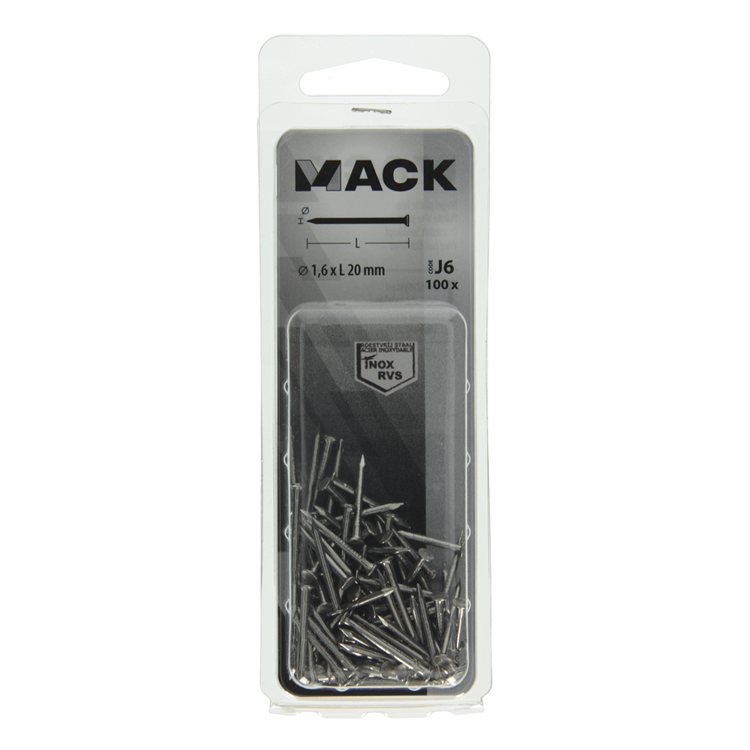 Afbeelding laden in galerijviewer, Mack 1020021 - nagel platte kop inox a2 100 st 1,6 x 20 mm | 5 stuks