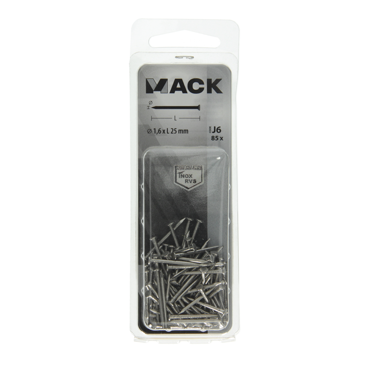 Afbeelding laden in galerijviewer, Mack 1020022 - nagel platte kop inox a2 85 st 1,6 x 25 mm | 5 stuks