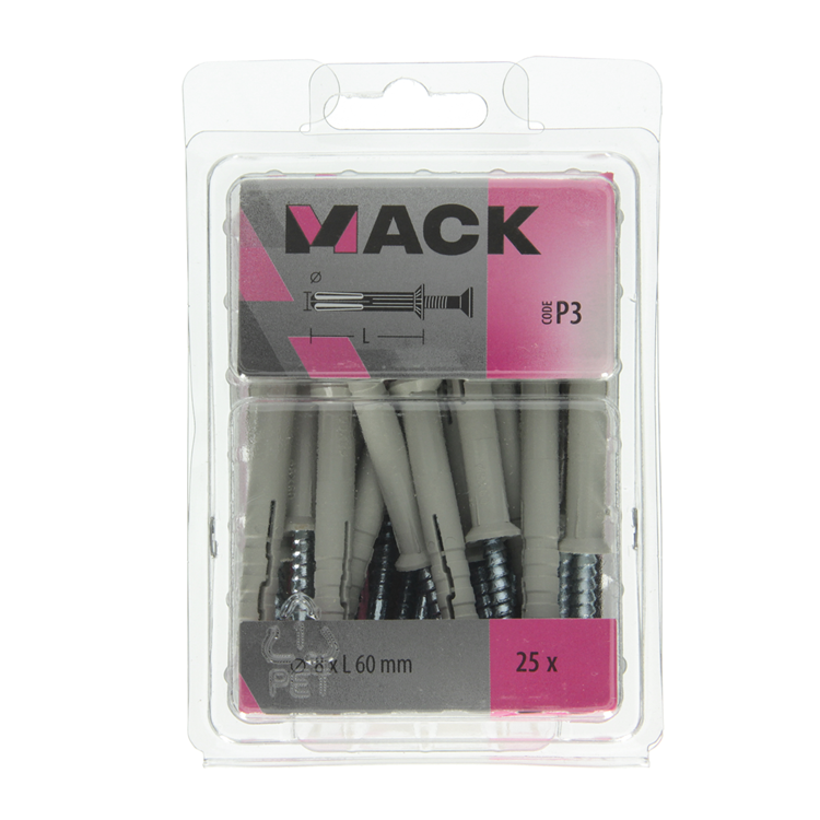 Afbeelding laden in galerijviewer, Mack 1018167 - nylon nagelplug polyamide 25 st 8 x 60 mm | 3 stuks