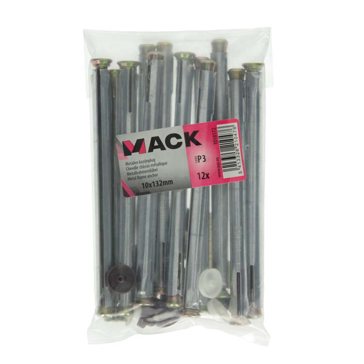 Afbeelding laden in galerijviewer, Mack 1018172 - metalen kozijnplug staal verzinkt 12 st 10 x 130 mm | 5 stuks