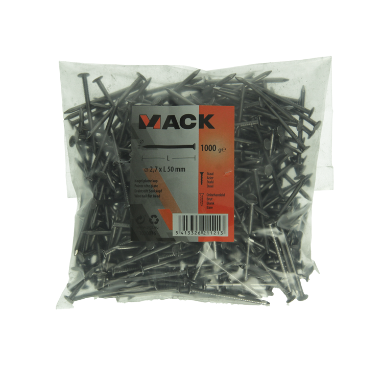 Afbeelding laden in galerijviewer, Mack 1020036 - nagel platte kop 1000 gr 2,7 x 50 mm | 10 stuks