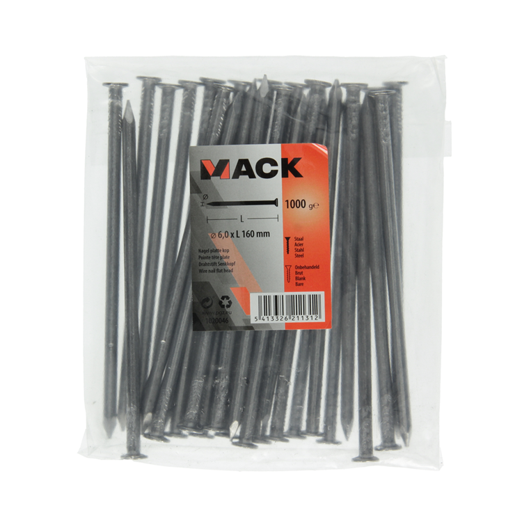 Afbeelding laden in galerijviewer, Mack 1020046 - nagel platte kop 1000 gr 6,0 x 160 mm | 10 stuks