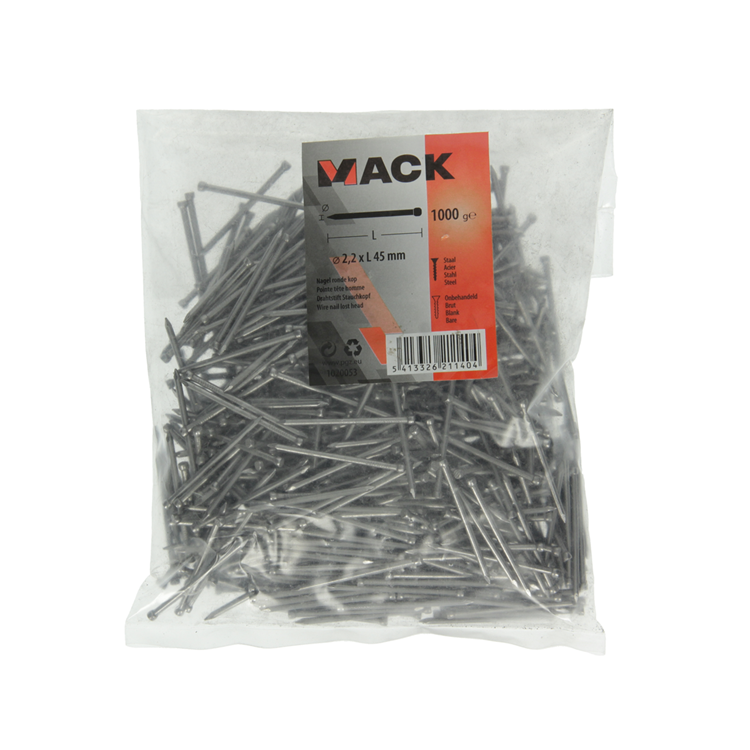 Afbeelding laden in galerijviewer, Mack 1020053 - nagel ronde kop 1000 gr 2,2 x 45 mm | 10 stuks