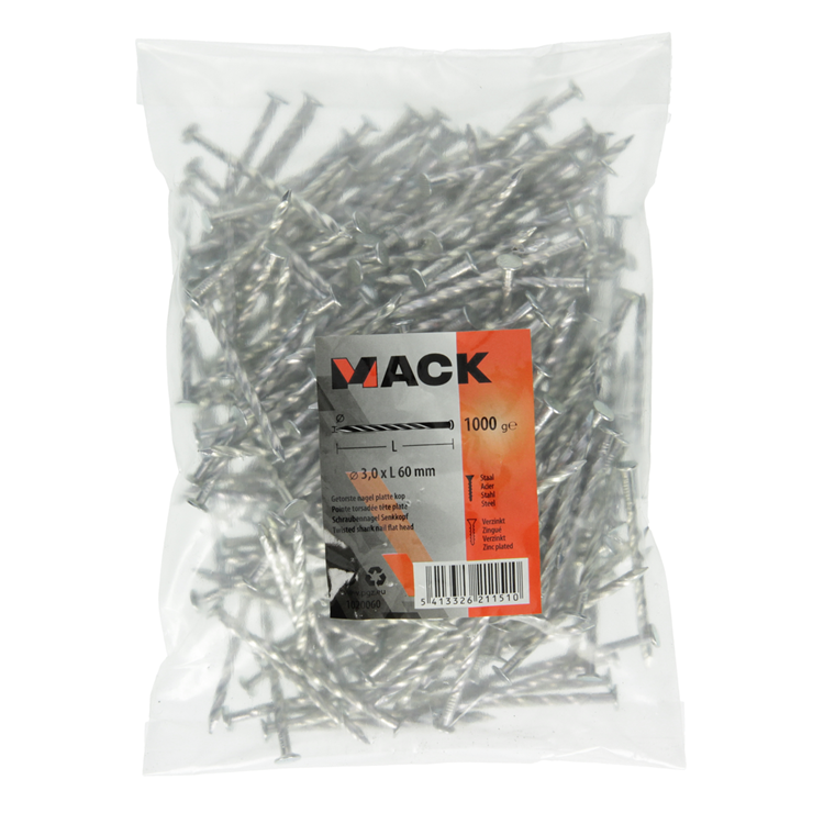 Laden Sie das Bild in Galerie -Viewer, Mack 1020060 - getorste nagel platte kop vz 1000 gr 3,0 x 60 mm | 10 stuks