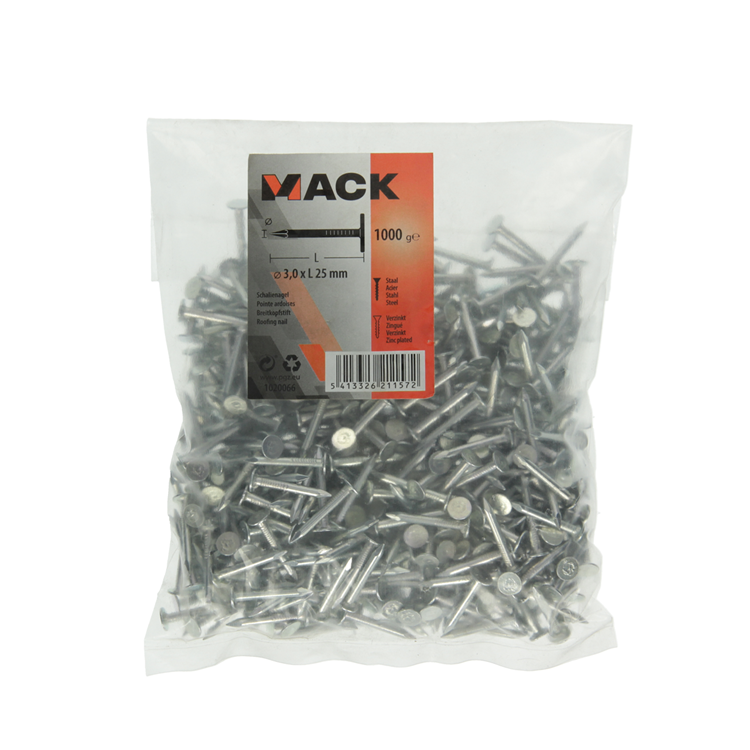 Afbeelding laden in galerijviewer, Mack 1020066 - schalienagel verzinkt 1000 gr 3,0 x 25 mm | 10 stuks
