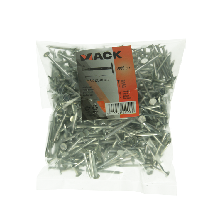 Afbeelding laden in galerijviewer, Mack 1020067 - schalienagel verzinkt 1000 gr 3,0 x 40 mm | 10 stuks