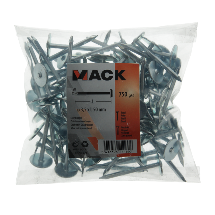 Afbeelding laden in galerijviewer, Mack 1020069 - bouwplaatnagel verzinkt 750gr 3,5 x 50 mm | 5 stuks