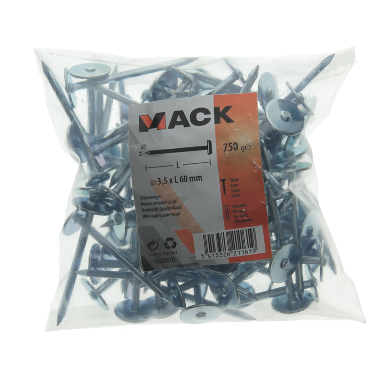 Afbeelding laden in galerijviewer, Mack 1020070 - bouwplaatnagel verzinkt 750gr 3,5 x 60 mm | 5 stuks