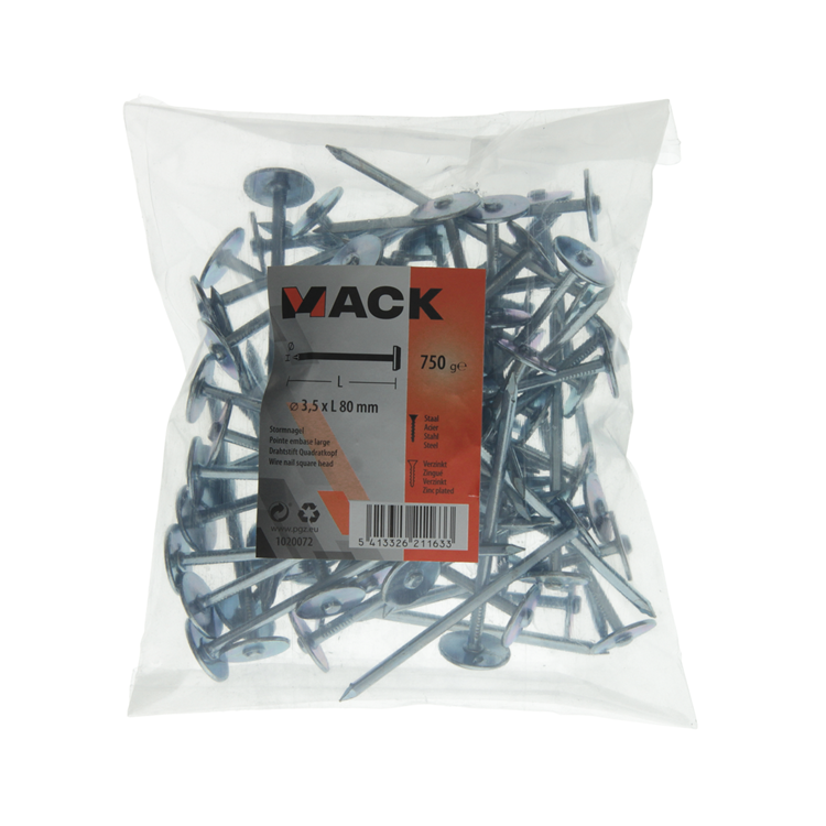 Afbeelding laden in galerijviewer, Mack 1020072 - bouwplaatnagel verzinkt 750gr 3,5 x 80 mm | 5 stuks