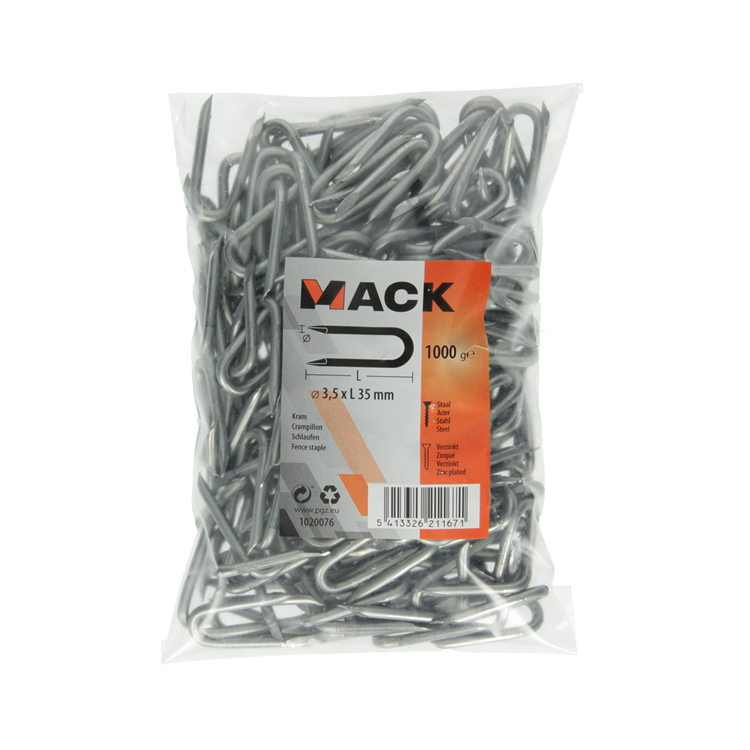 Afbeelding laden in galerijviewer, Mack 1020076 - kram verzinkt 1000 gr 3,5 x 35 mm | 10 stuks
