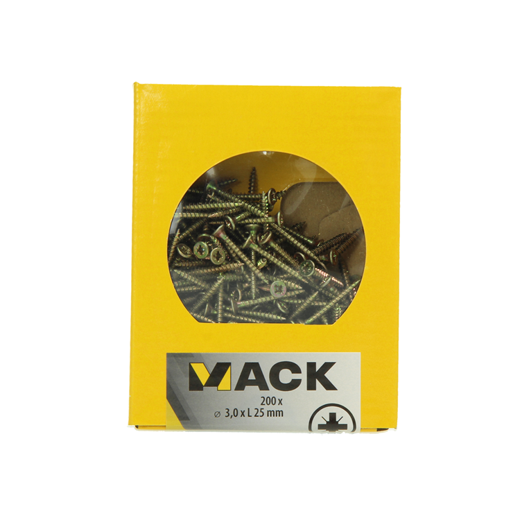 Afbeelding laden in galerijviewer, Mack 1020079 - spaanplaatschroef vz kop geel vz 200 st 3,0 x 25 mm | 5 stuks