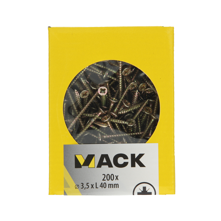 Afbeelding laden in galerijviewer, Mack 1020086 - spaanplaatschroef vz kop geelvz 200 st 3,5 x 40 mm | 5 stuks