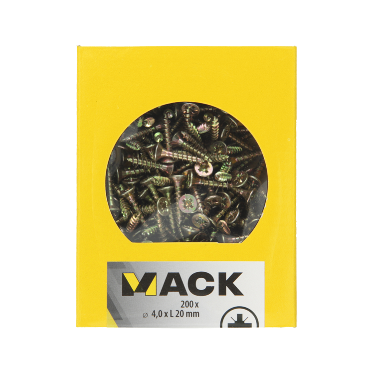 Afbeelding laden in galerijviewer, Mack 1020090 - spaanplaatschroef vz kop geel vz 200 st 4,0 x 20 mm | 5 stuks