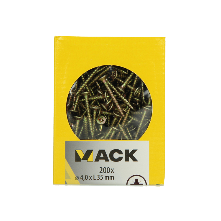 Afbeelding laden in galerijviewer, Mack 1020093 - spaanplaatschroef vz kop geelvz 200 st 4,0 x 35 mm | 5 stuks