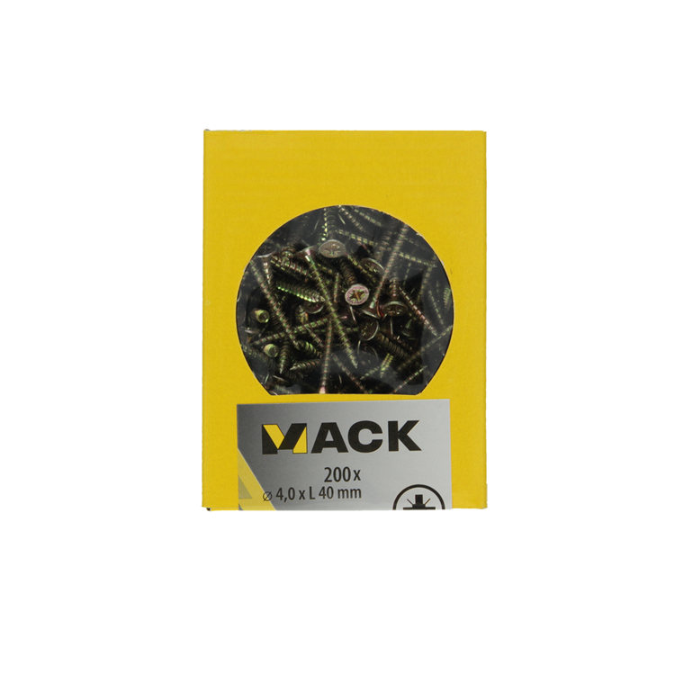Afbeelding laden in galerijviewer, Mack 1020094 - spaanplaatschroef vz kop geelvz 200 st 4,0 x 40 mm | 5 stuks