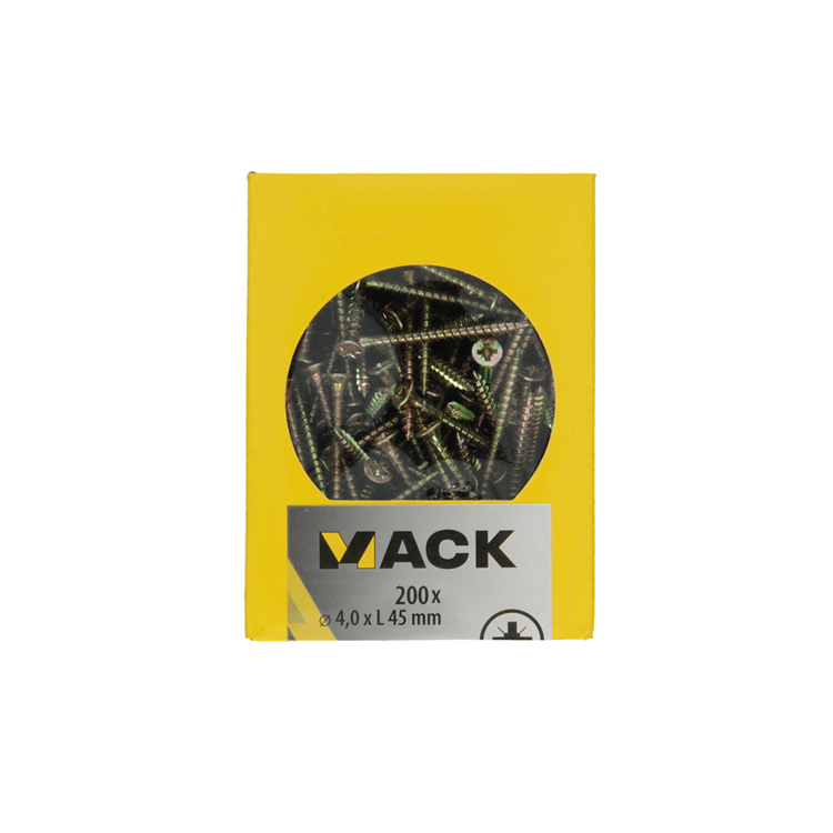 Afbeelding laden in galerijviewer, Mack 1020095 - spaanplaatschroef vz kop geel vz 200 st 4,0 x 45 mm | 5 stuks