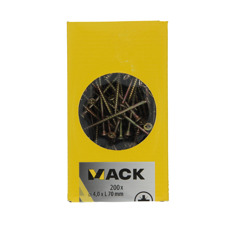Afbeelding laden in galerijviewer, Mack 1020098 - spaanplaatschroef vz kop geel vz 200 st 4,0 x 70 mm | 2 stuks